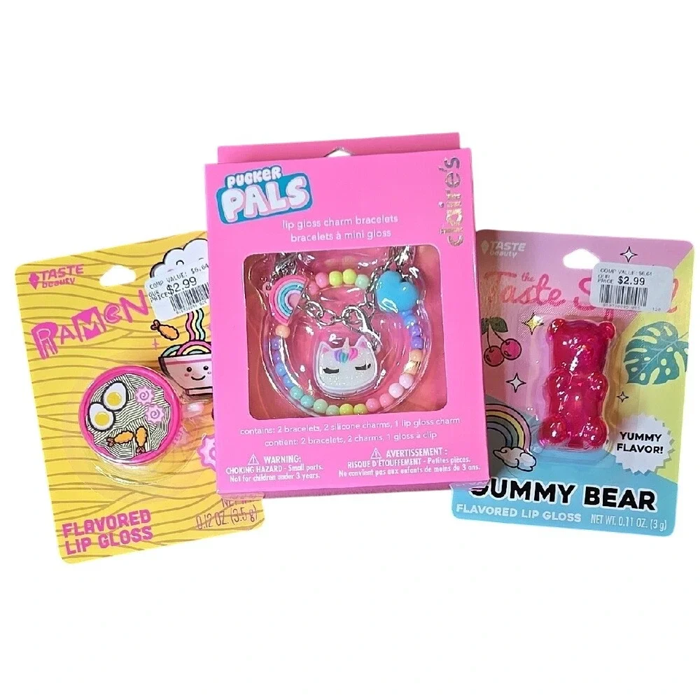 Lip Gloss and Charms Bundle, Bracelets Charms Lip Gloss, Gummy Bear Ramen, New